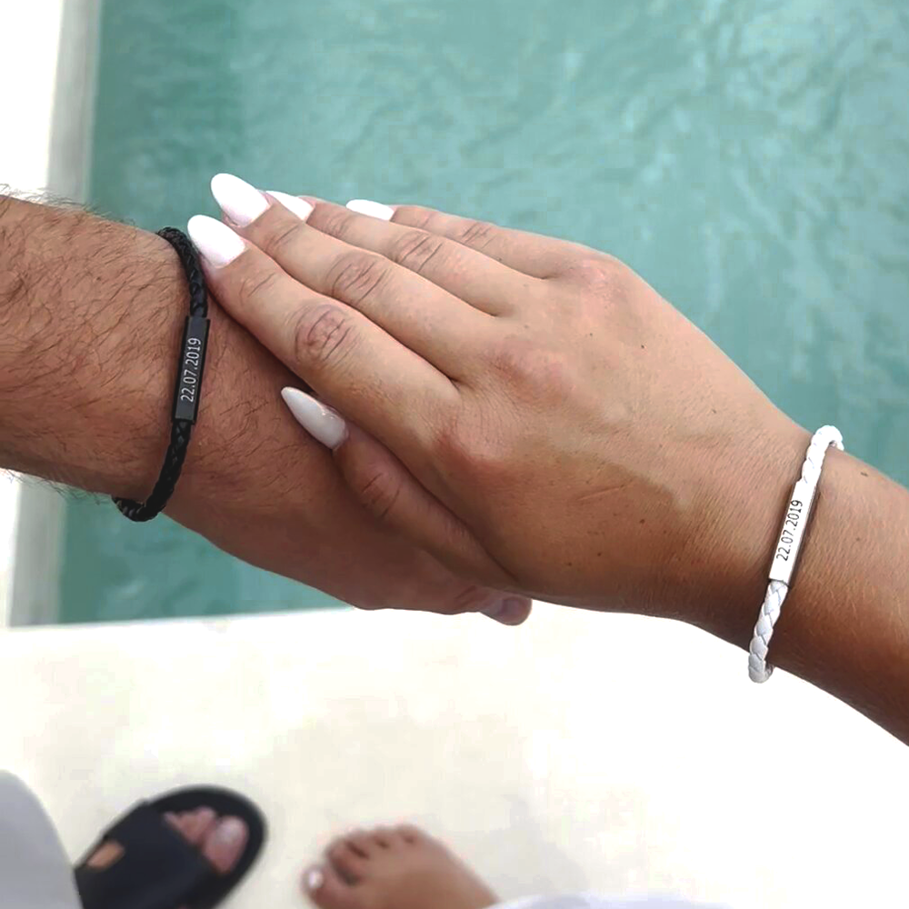 Magnetic Leather Couples Love Bracelets Set